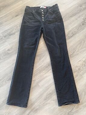 CAbi Straight-Leg Black Jeans with Button Fly size 8